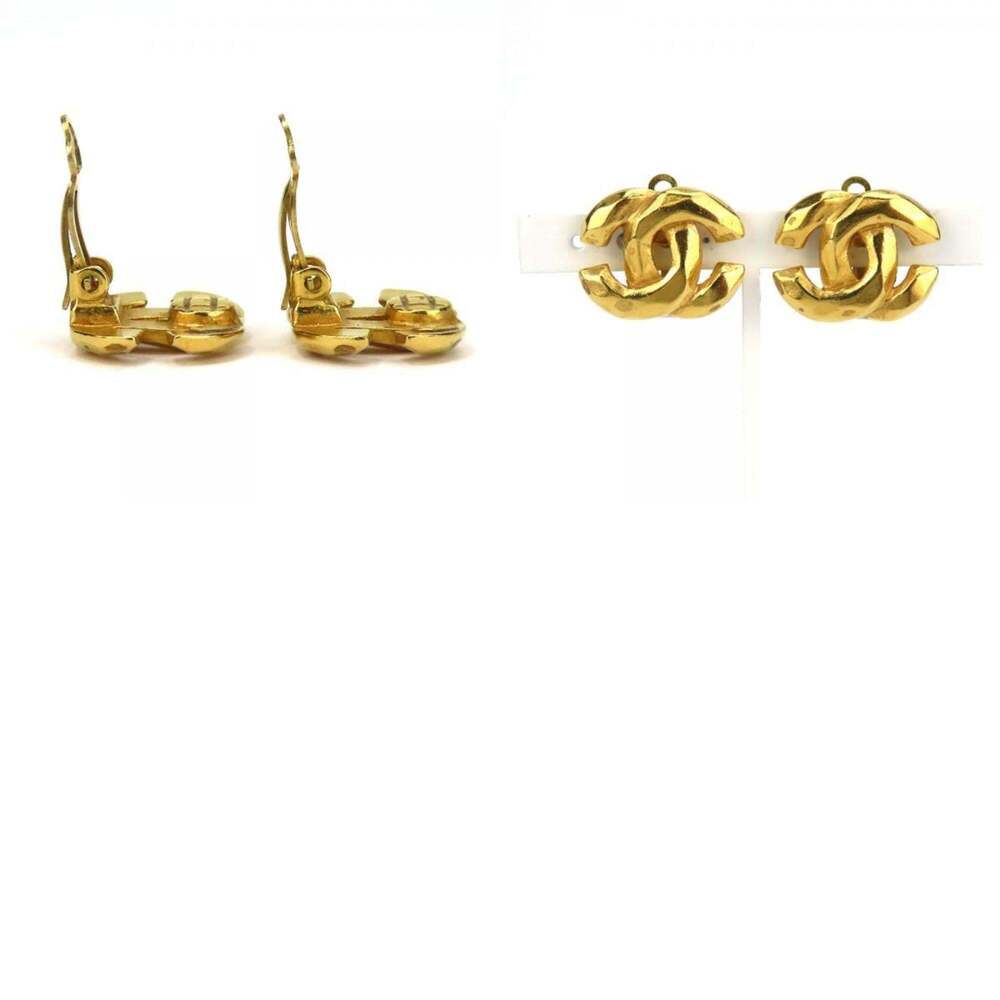 CHANEL Authentic Gold Logo Earrings - Picture 10 of 11